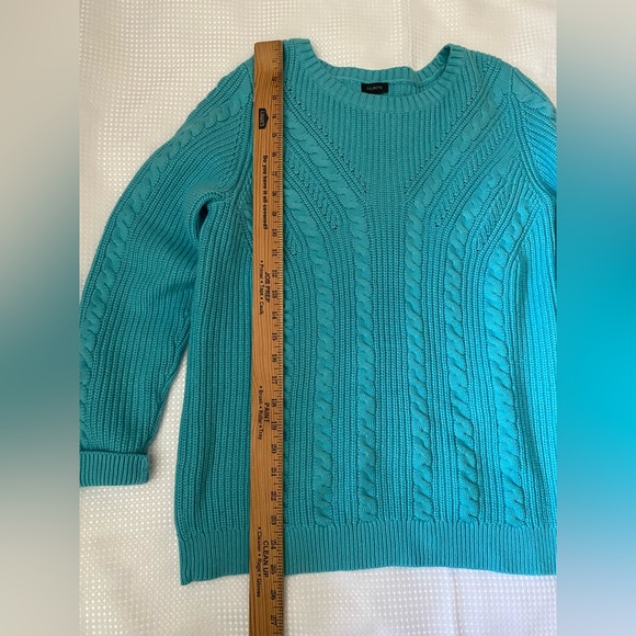 Talbots Turquoise Blue Long Sleeve Cable Knit Sweater, size M - Picture 6 of 8